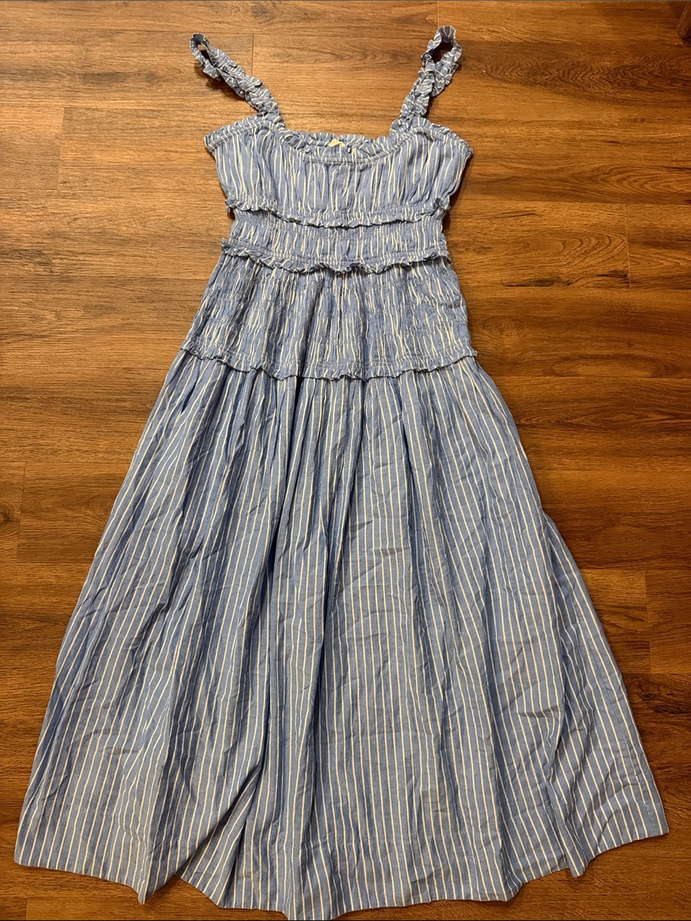 Doen Marianne Shirred Striped Cotton Poplin Midi Dress - Picture 3 of 8